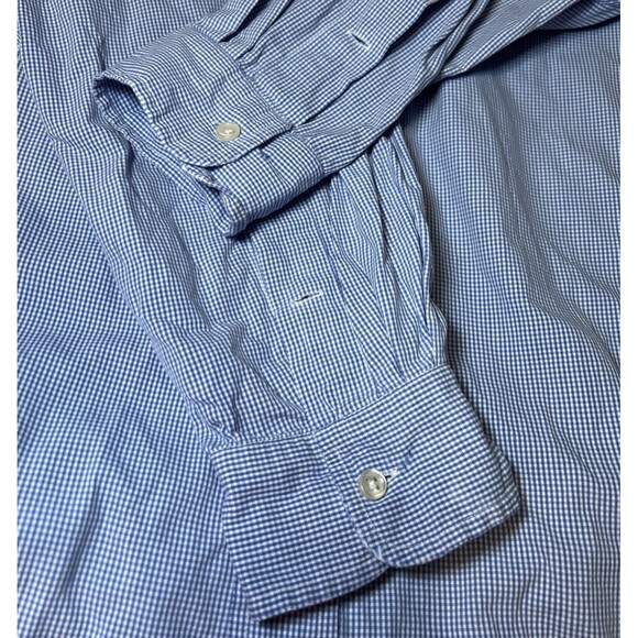 Ralph Lauren Button Down Shirt Gingham Check Blue Mens Size XL Long Sleeve Logo - Picture 8 of 16